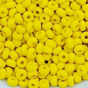 6/0 Matte Light Yellow Opaque | Preciosa Glass Czech Seed Beads 4mm E-Beads, Rocailles | 20/50/100/250/500 Grams | #83110m.