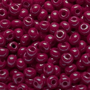 5/0 & 6/0 Dark Red Opaque #93210 . Glass Czech Seed Beads 4mm Rocailles E-Beads . Won't Fade : BULK 20/50/100/250/500 Grams.
