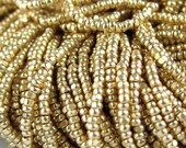 13 0 Gold Terra Metallic Glass Czech Seed Beads 1.7 mm 1 Cut Option 6 Strands Hanks.