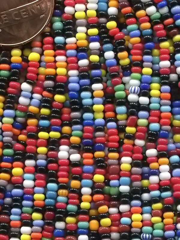 Czech Seed Beads 2/0 Opaque Black/Multi Shades