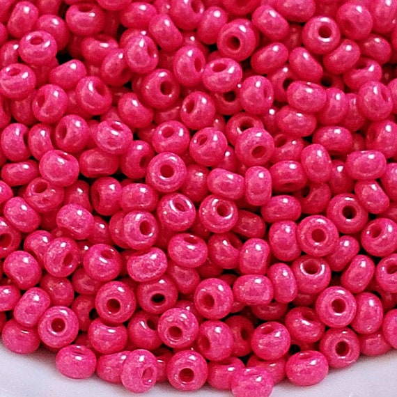 Czech Round Seed Beads, Glass - Opaque Pink, Choose Size