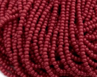 12/0 Vintage Opaque Red Czech Seed Beads 1.9 mm Rocailles | Options: 6 strands - Hanks | 93190