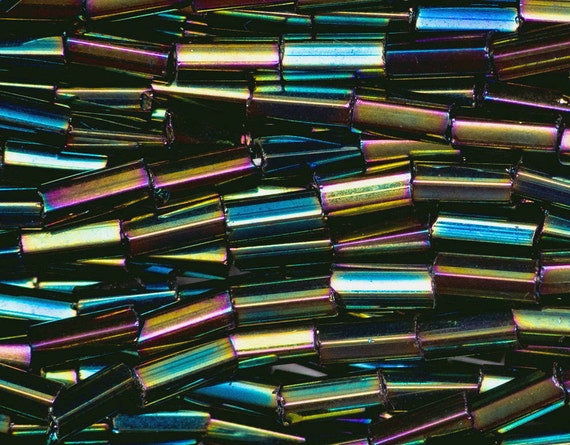 Hank Blau Iris Metallic Bugle Tschechische Glasperlen 2 4 Mm