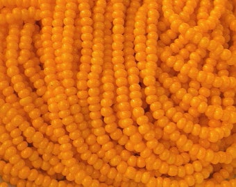 12/0 Opaque Light Orange Czech Seed Beads 1.9 mm Rocailles | Options: 6 strands - Hanks | 93110.