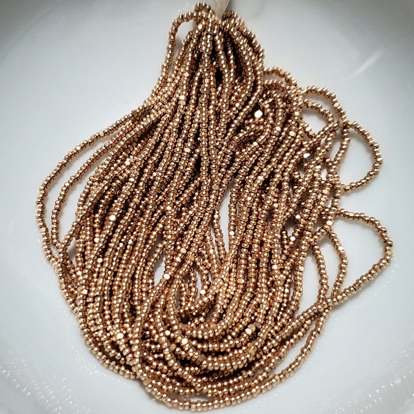 Bulk 13/0 Charlottes Rose Gold Terra Metallic | Glass Czech Seed Beads 1.7 mm 1 Cut | Option: 1/4/8/12 Hanks.