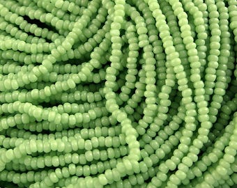 Lime Green Opaque Czech Glass Seed Beads 13/0 (1.7mm)