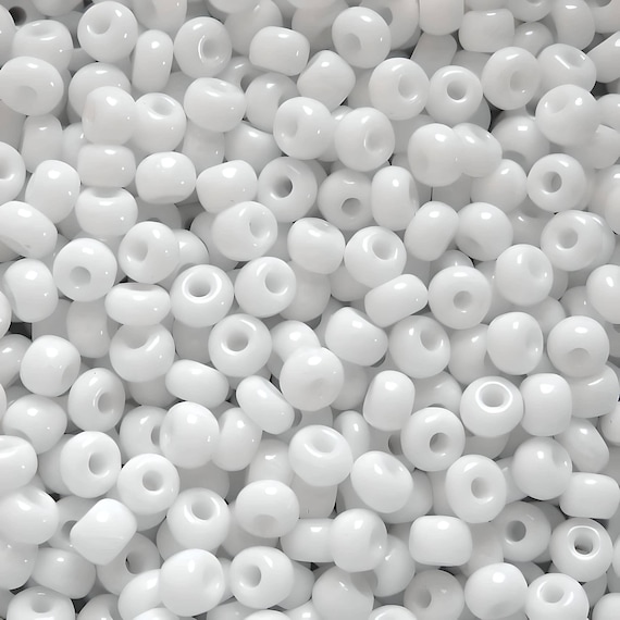 6/0-5/0 White Opaque E-Beads ~ Preciosa Czech Glass Seed Beads ~ Won't Fade ~ Bulk Amounts.