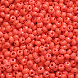 6/0 Coral Orange Terra Intensive Dyed Opaque 16A91 . Preciosa Glass Czech Seed Beads 4mm Rocailles E-Beads : BULK 20/50/100/250/500 Grams. image 2