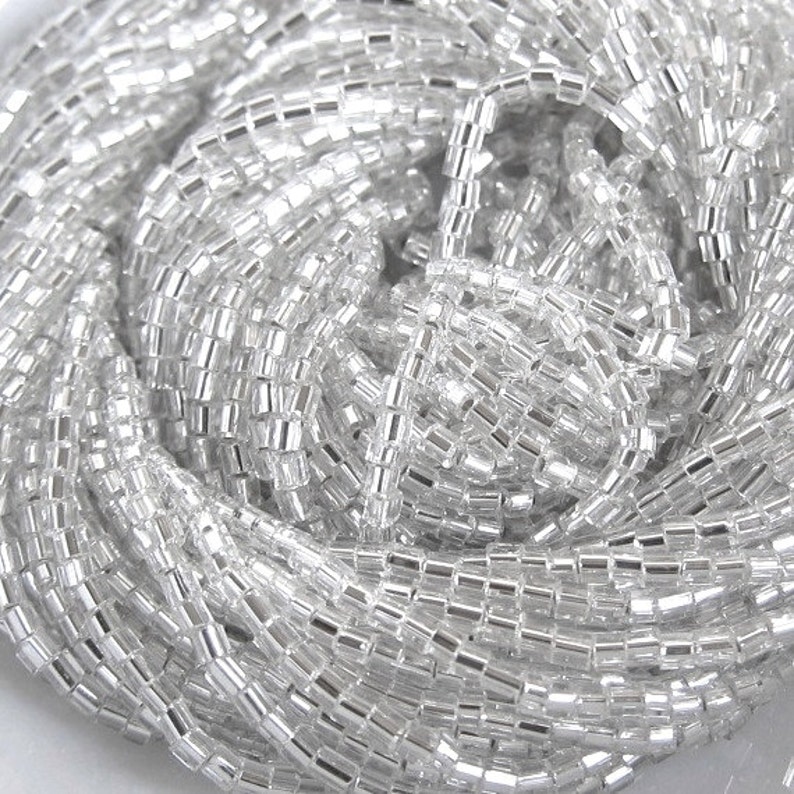40g 100 2 Cut Crystal Silver Lined - Hank 6 Strands Options. 20g Czech Seed Beads 2.1 mm Hex Glass