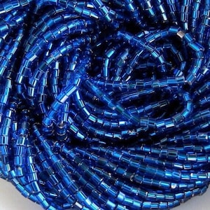 10/0 2 Cut Capri Blue Silver Lined # 67300 | Preciosa-Ornela Hex Glass Czech Seed Beads 2.1 mm.
