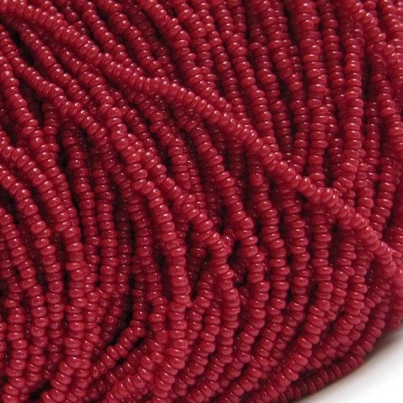 15//0 Two Hanks Czech Transparent Red Glass Seed Beads # 010
