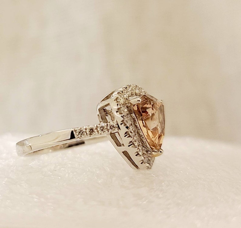 18k white gold morganite and diamond ring image 8