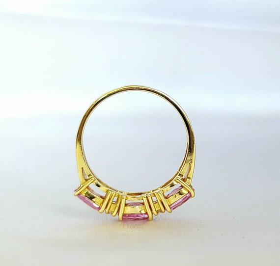 14 k yellow gold diamond and pink sapphire ring - image 7