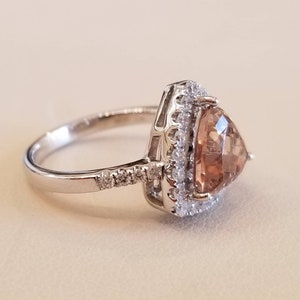 18k white gold morganite and diamond ring image 3