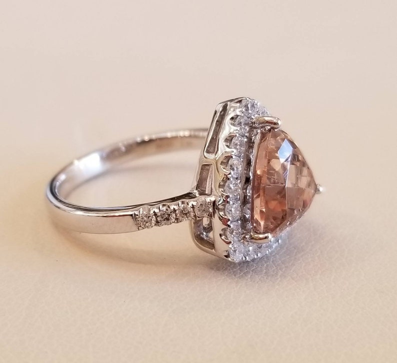 18k white gold morganite and diamond ring image 3