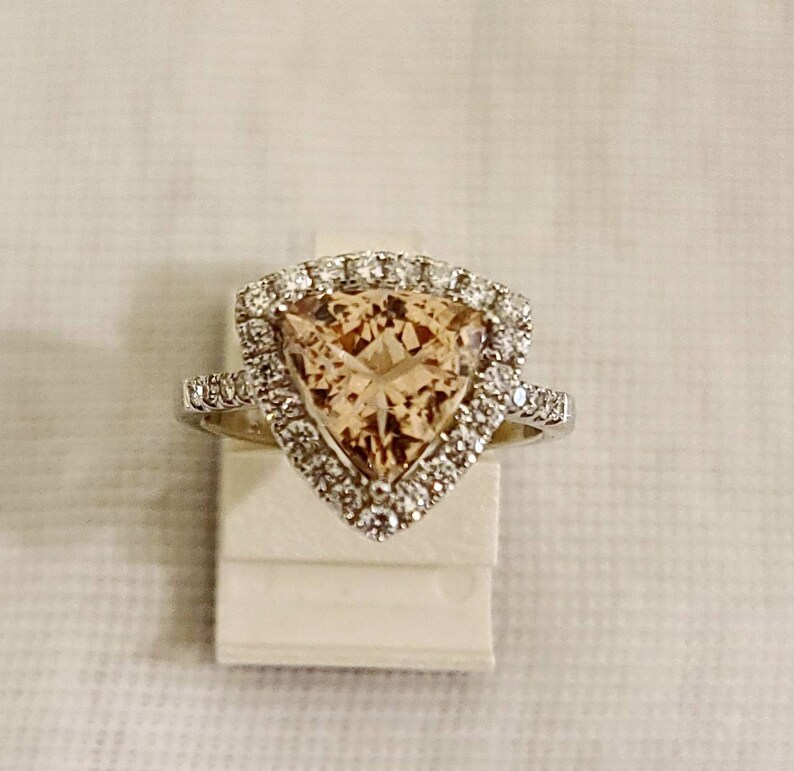 18k white gold morganite and diamond ring image 9