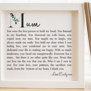 Personalised Mum Framed Poem Mum Poem Mum Framed Print Gift for Mother Mom Gift | Mother's Day | Birthday | Christmas...
