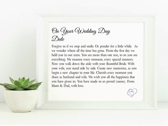 Son On Your Wedding Day Personalised Poem Etsy