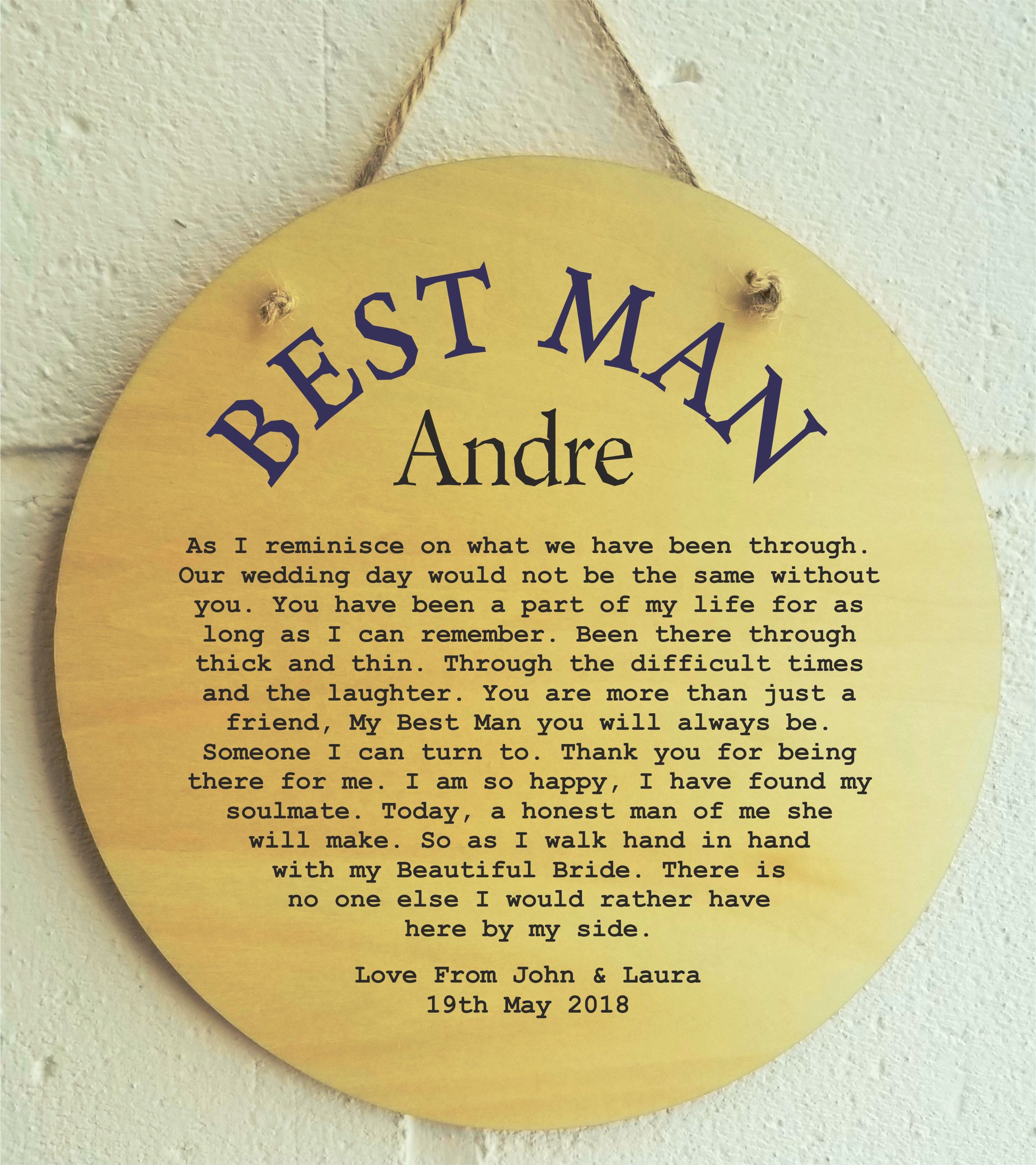 Best Man Poem Plaque Wedding Thank You Gift Personalised Etsy Singapore