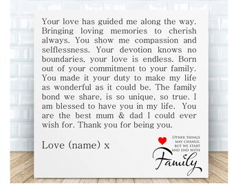 Personalised Mum & Dad Poem Word Art Plaque - Blessed