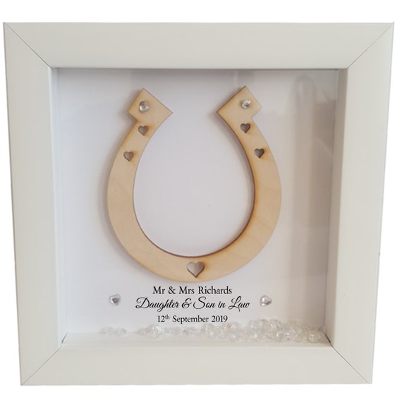 PERSONALISE YOUR OWN HORSE SHOE BRIDE AND GROOM WEDDING DAY KEEPSAKE 