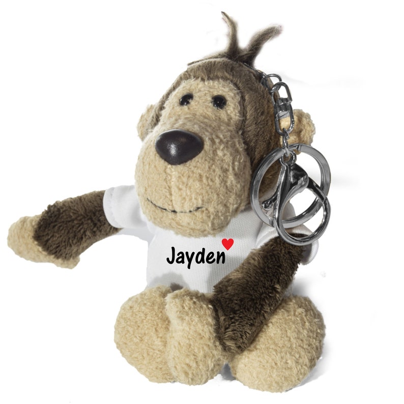 Large Cute Monkey Personalised Keyring Keychain Soft Toy Plush Keyring Personalised teddy image 1