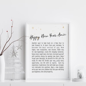 Happy New Year Framed Inspirational Verse | Personalised | Motivational Poster | Wall Art | Christmas Poem | New Year Poem