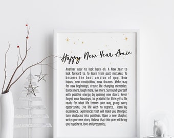 Happy New Year Framed Inspirational Verse | Personalised | Motivational Poster | Wall Art | Christmas Poem | New Year Poem