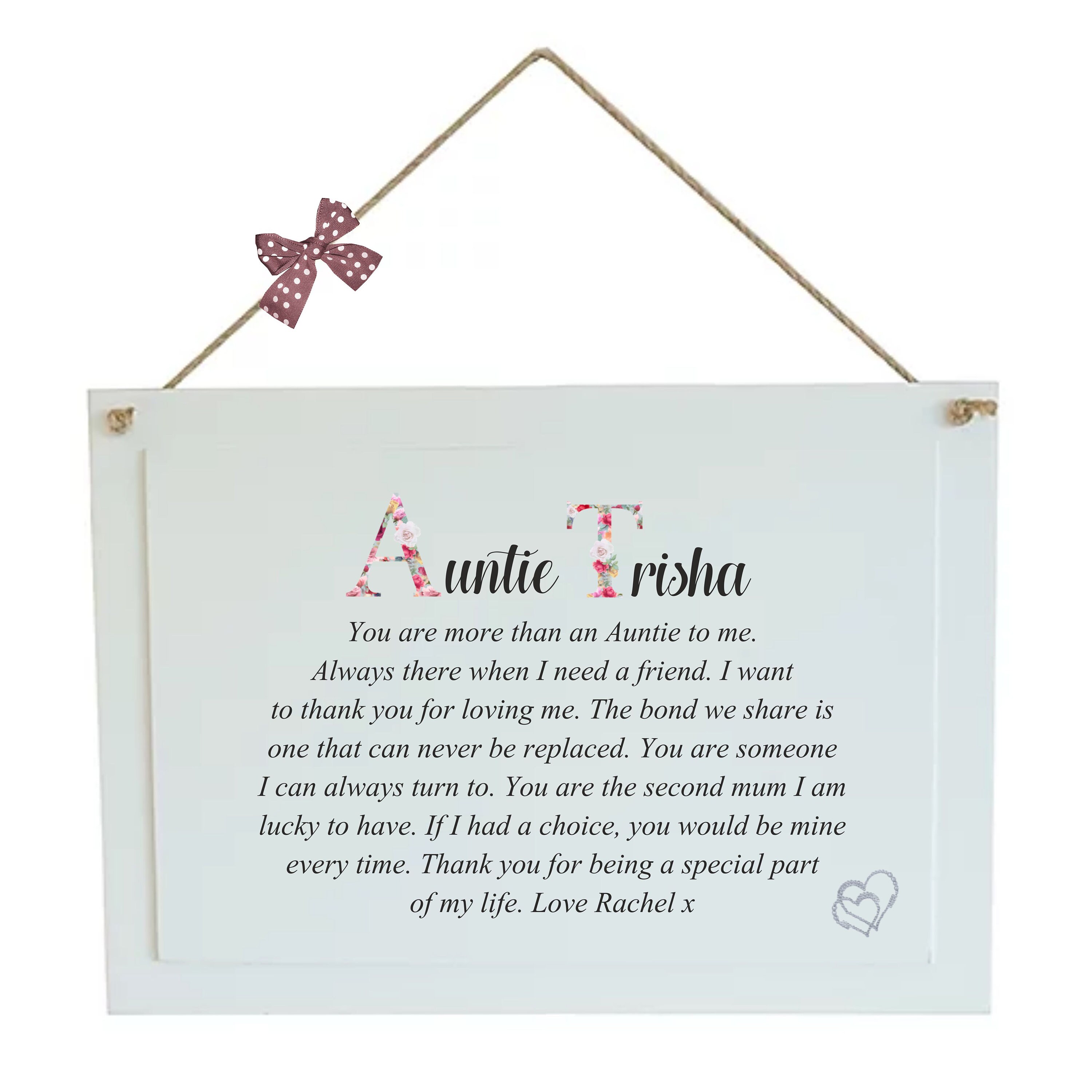 Beautiful personalised special Auntie plaque perfect birthday Christmas gift 