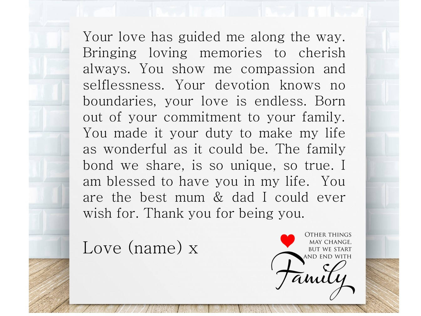 Mum Dad Thank You Poem Plaque Personalised Gift Etsy