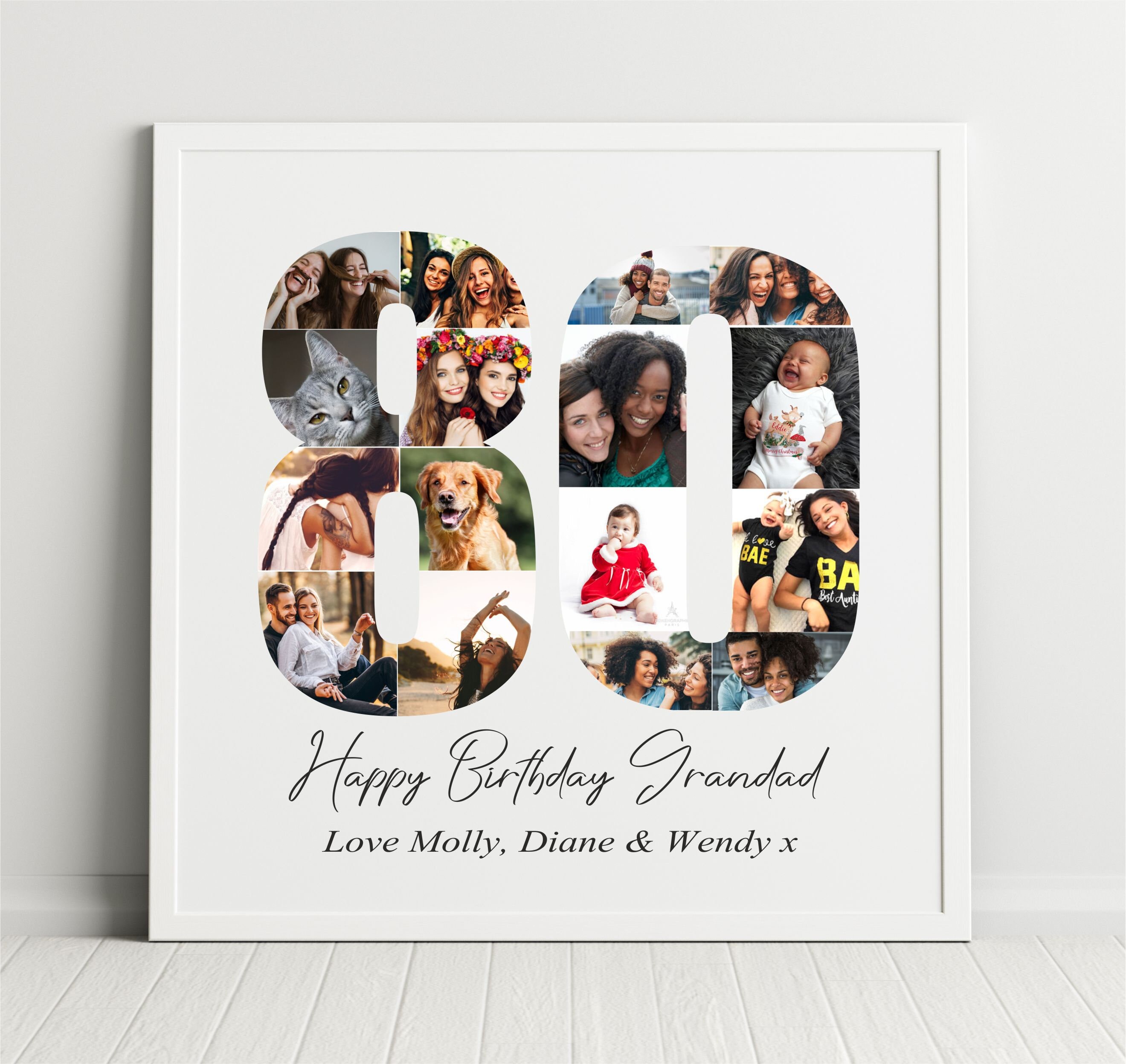 80th Birthday Framed Large Photo Collage Personalised 16 Etsy UK