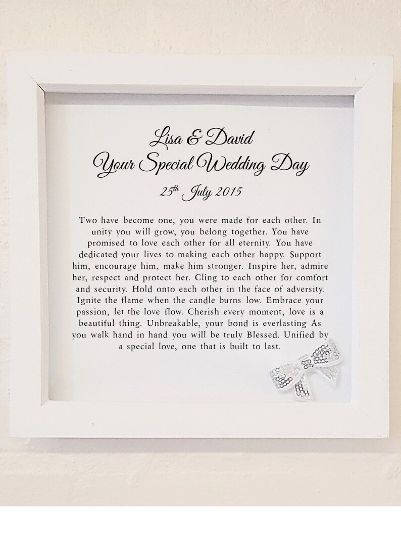 Wedding Day Personalised Box Framed Poem Etsy