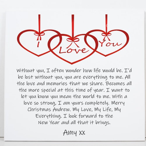 Personalised Love Christmas Card Christmas Love Poem for