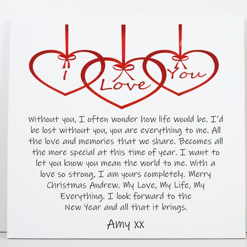 Personalised Love Christmas Card Christmas Love Poem for