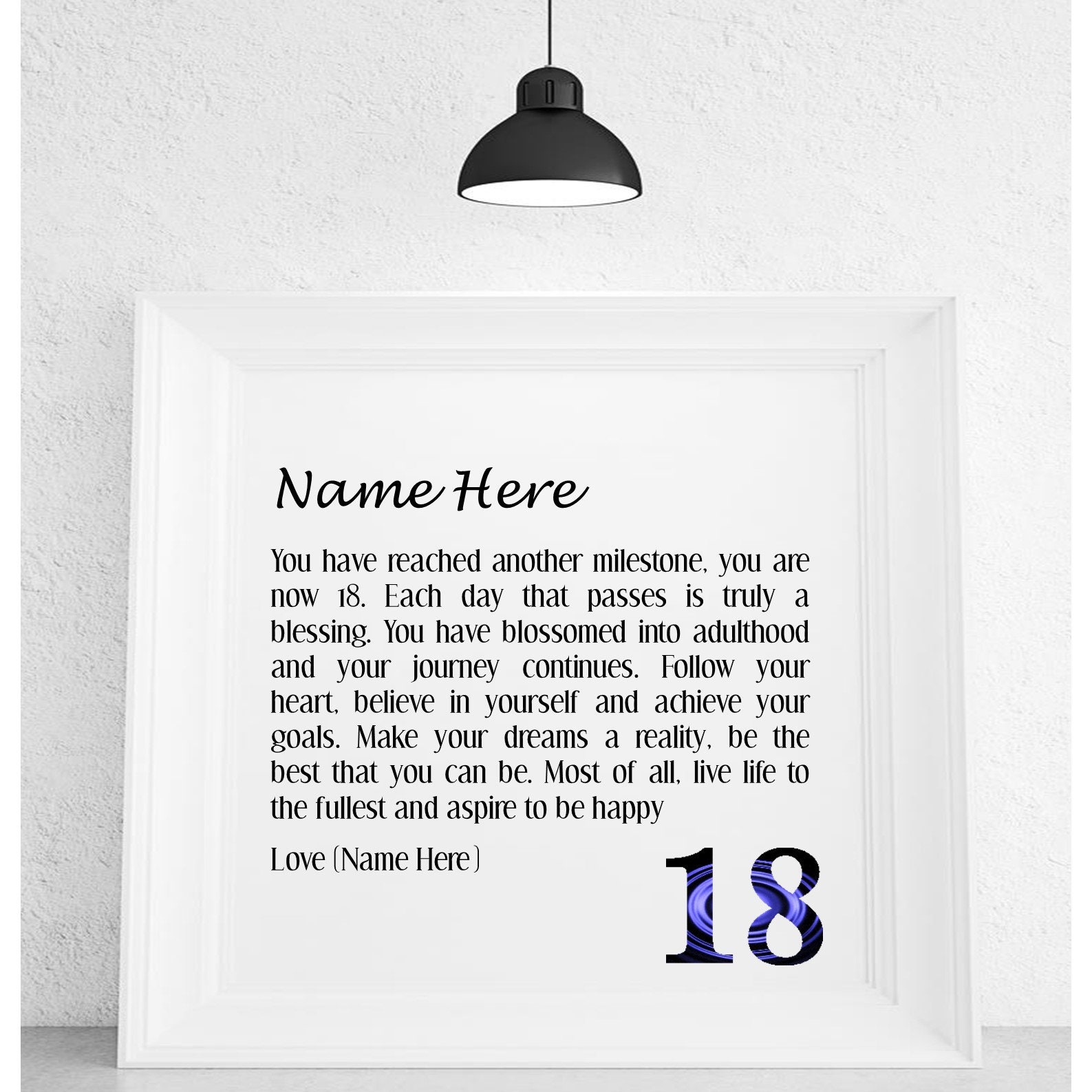 18th Birthday T Personalised Framed Poem For Him For Her Etsy Uk