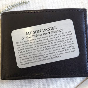 Personalised Son On Your Wedding Day Wallet Card image 2