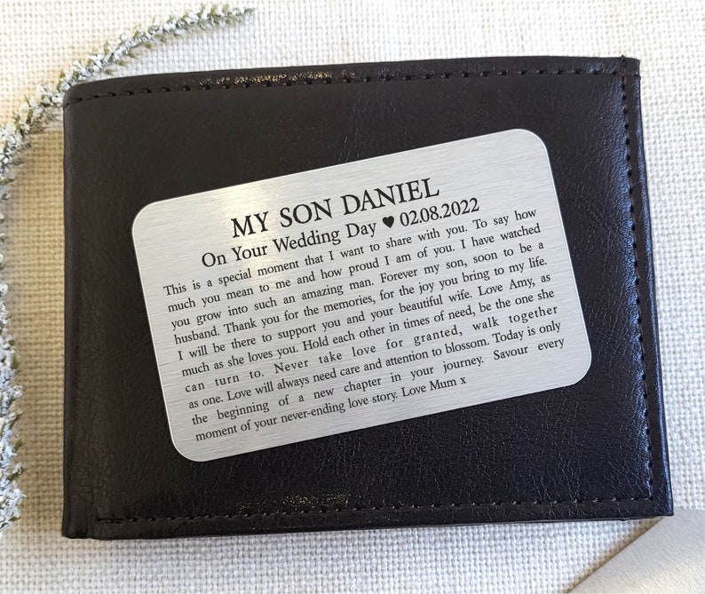 Personalised Son On Your Wedding Day Wallet Card image 2