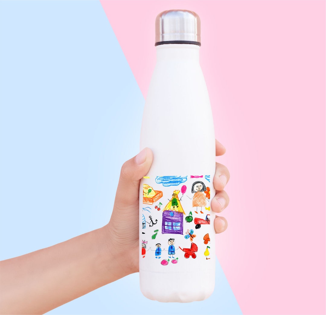 Child's Artwork Personalised Water Bottle | Vacuum Insulated Stainless ...