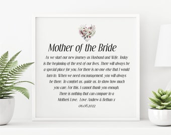 Mother of the Bride * Mother of the Groom Framed Wedding Plaque Mum Gift From Bride & Groom Plaque Decoration Bridal Party