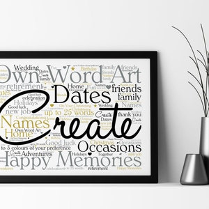 Personalised Word Art Print | Word Art Keepsake | Any Text | Any Colour | Unframed or Digital Download