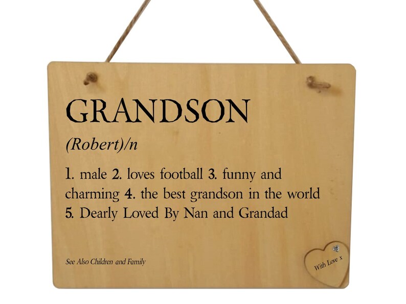 Grandson Plaque Definition of Grandson Personalised Gift for Etsy