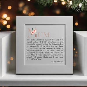 Carte de vœux personnalisée pour Noël de maman, poème de Noël de maman Joyeuses fêtes