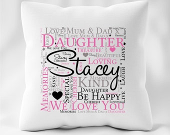 Personalised Daughter Word Art Cushion
