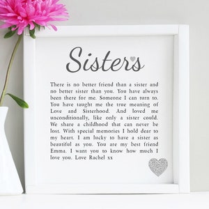 Sisters Boxed Framed Poem Personalised Sister Poem | Gift for Sister | Present for Sister | Any Occasion