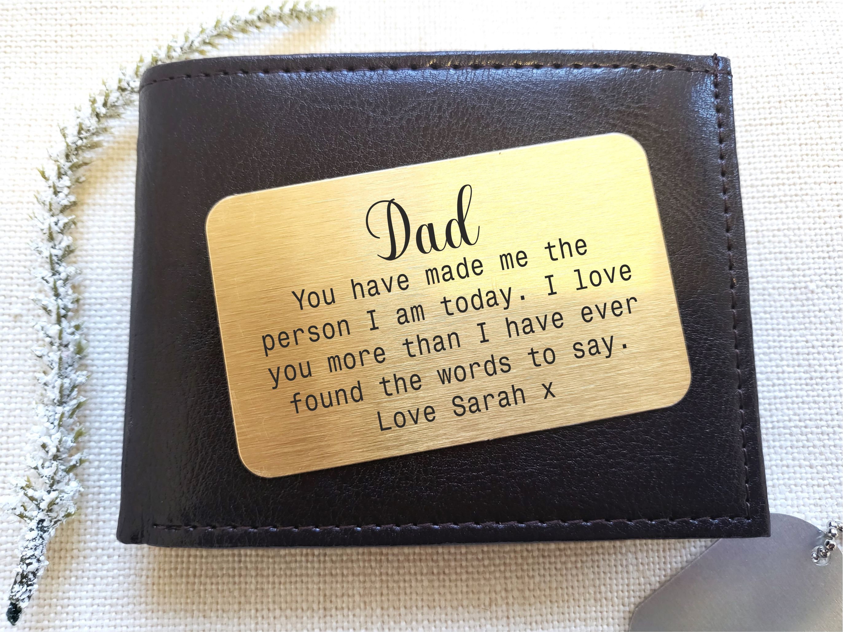 Love You Dad Wallet Card Personalised Keepsake Engraved Custom - Etsy