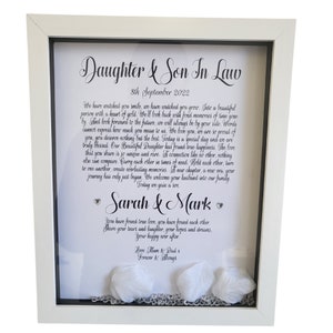 Daughter & Son in Law Box Framed Poem | Personalised Wedding Gift | Wedding Verse | Bride and Groom | Newlywed