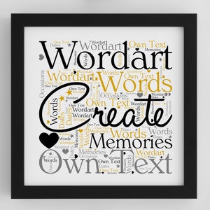 Personalised Framed Word Art Print Square Design Word Art Gift Keepsake Own Text Own Colours Any Occasion