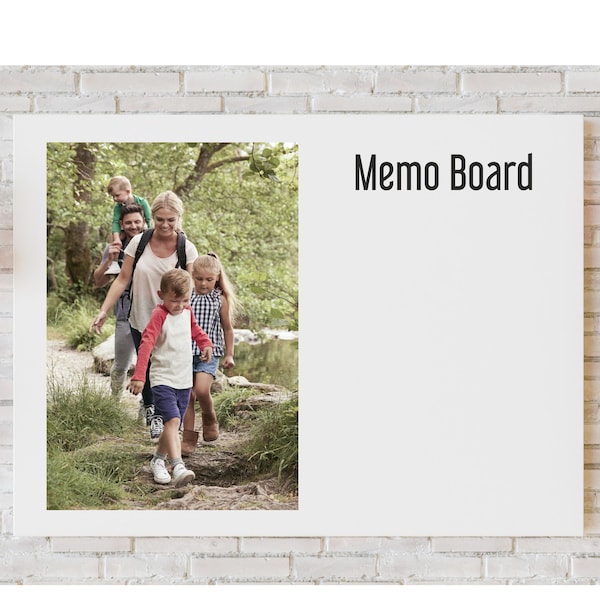 Metal Personalised Photo Memo Notice Board | Family Notes | Wipeable Whiteboard | Photo Metal Panel | Metal Wall Art