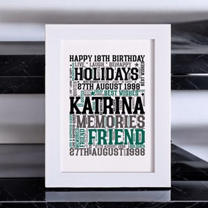 Carte d'anniversaire personnalisée avec impression Word Art - Tout âge | Carte personnalisée