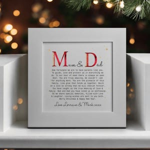 Carte de vœux personnalisée pour Noël, papa et maman | Carte de Noël pour papa et maman | Poème de Noël pour maman et papa